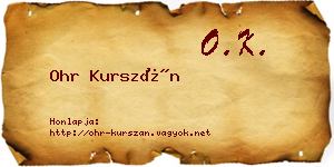 Ohr Kurszán névjegykártya